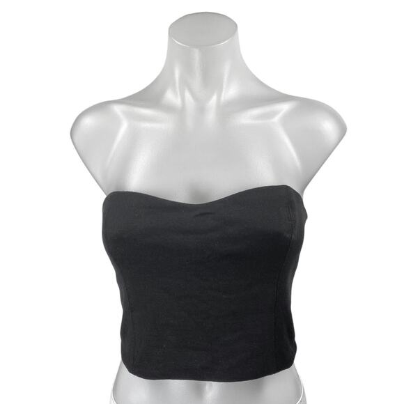 Aritzia Babaton Black Strapless Sleeveless Sweetheart Tube Bandeau Crop Top 4 - Picture 1 of 4